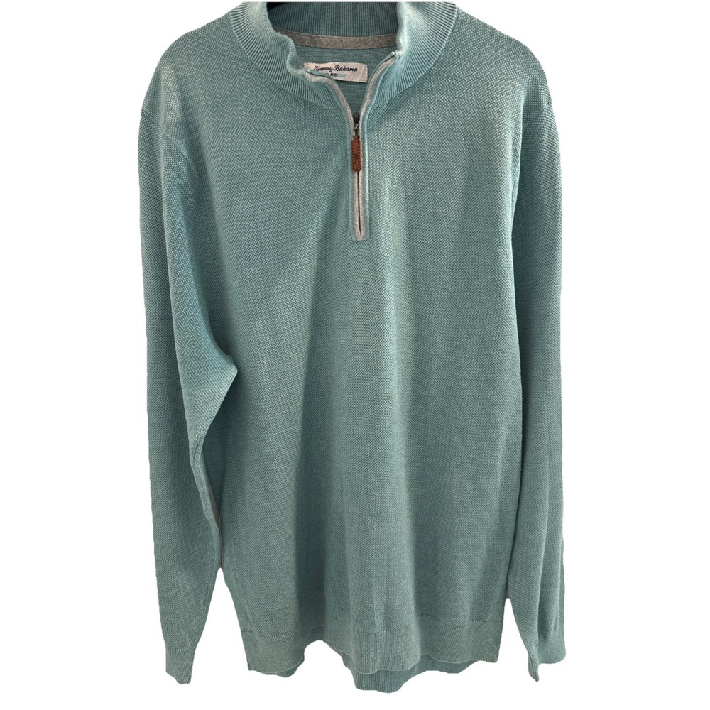 Tommy Bahama Island Zone 1/4 Zip Sweatshirt Mens M Blue CoolMax Preppy Travel